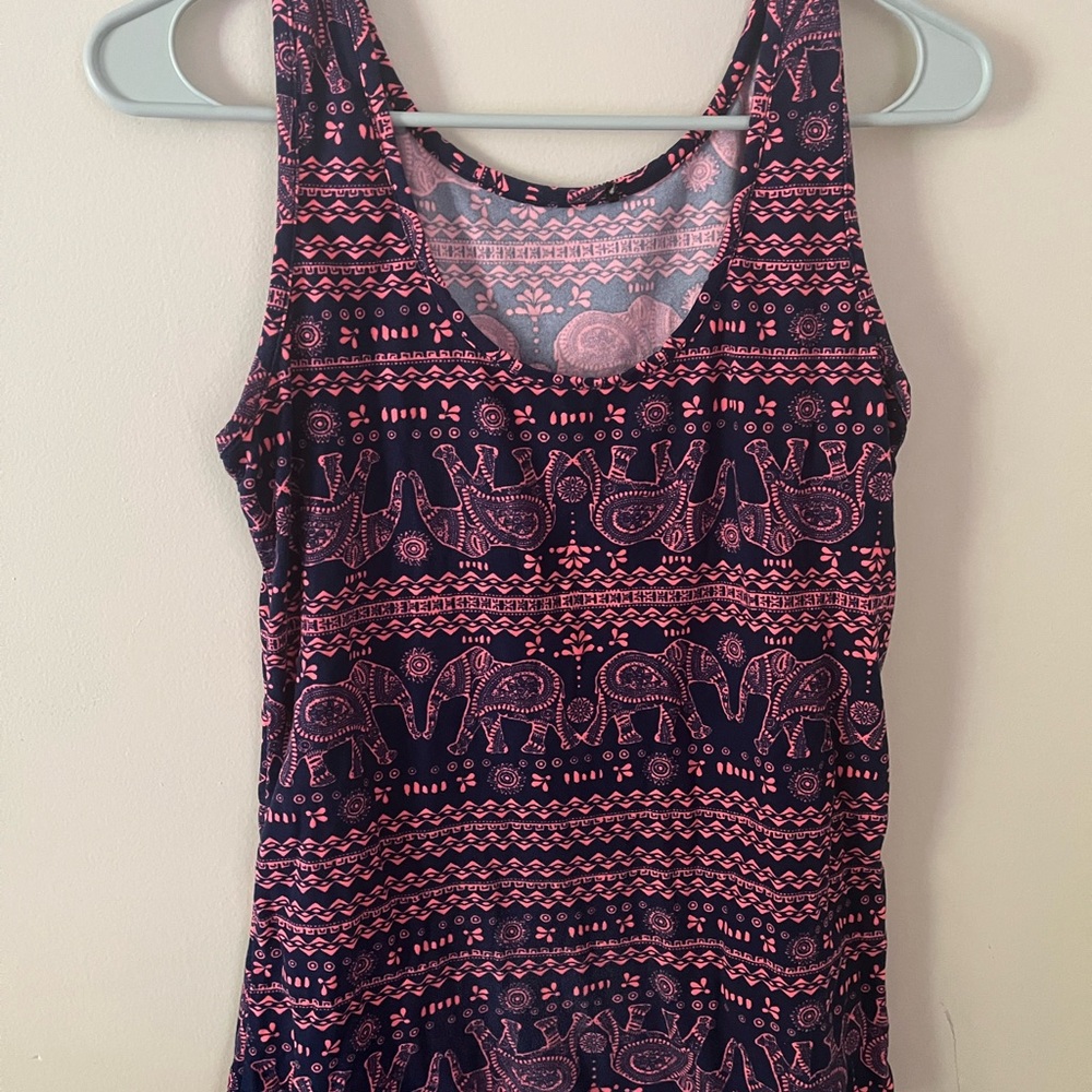 Pink and Blue Patterned Women's Tank Top